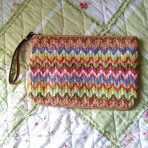 Ann Taylor Loft Rainbow Chevron Woven Wristlet